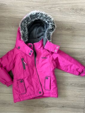 OshKosh B'gosh Hot Pink Girls Winter Coat with Faux Fur Hood 2T